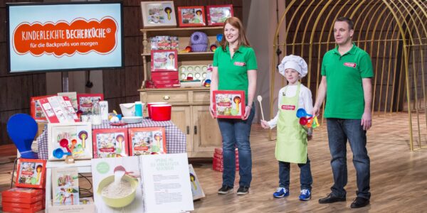 Birgit Wenz und Stefan Wenz bei ihrem Pitch für die Kinderleichte Becherküche am Set von